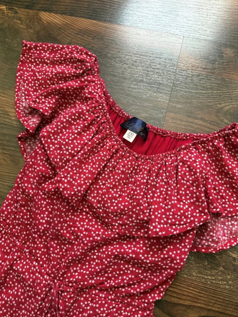 Blue Rain Ruffle Off-the-Shoulder Star Romper - Picture 4 of 9